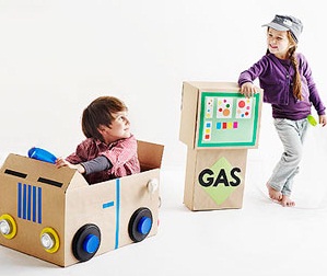 cardboard box pump cars children crafts toys gas diy toy carton use child steering race wheel hacer como un making